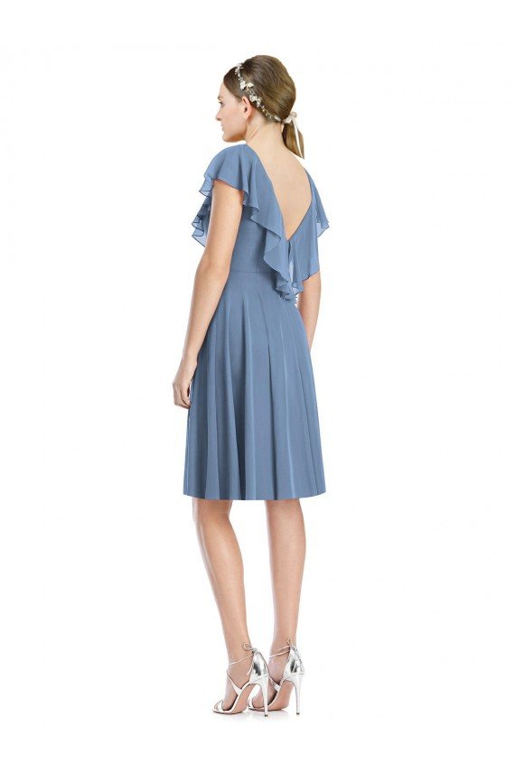 Cocktail Length V-Neck V-Back Short Chiffon Bridesmaid Dress Bristol