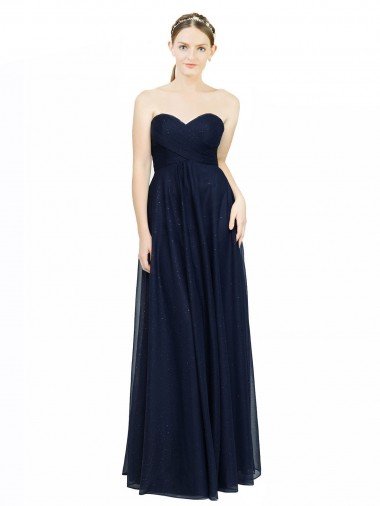 Strapless Sweetheart Long Chiffon Bridesmaid Dress Low Back Bristol