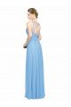 Double Straps Shoulder V-Neck Sheath Chiffon Bridesmaid Dress with Keyhole Back Bristol