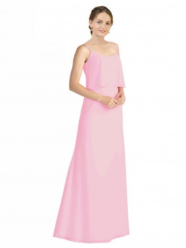 Spaghetti Straps A-Line Chiffon Bridesmaid Dress Low Back Bristol