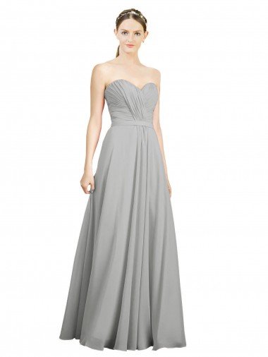 Sweetheart Strapless Draped Long Chiffon Bridesmaid Dress Bristol