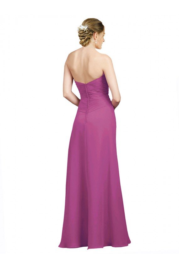Sweetheart Neckline Pleated Chiffon Bridesmaid Dress with Low Back Bristol