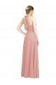 Ruched Sweetheart Halter Neckline Chiffon Bridesmaid Dress with Tie Open Back Bristol