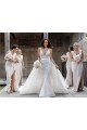 Chiffon Long Champagne Evening Dress with Sexy High Slit and Front Ruffles Bristol