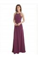 High Neckline Long Chiffon Bridesmaid Dress with Beaded Trim Bristol