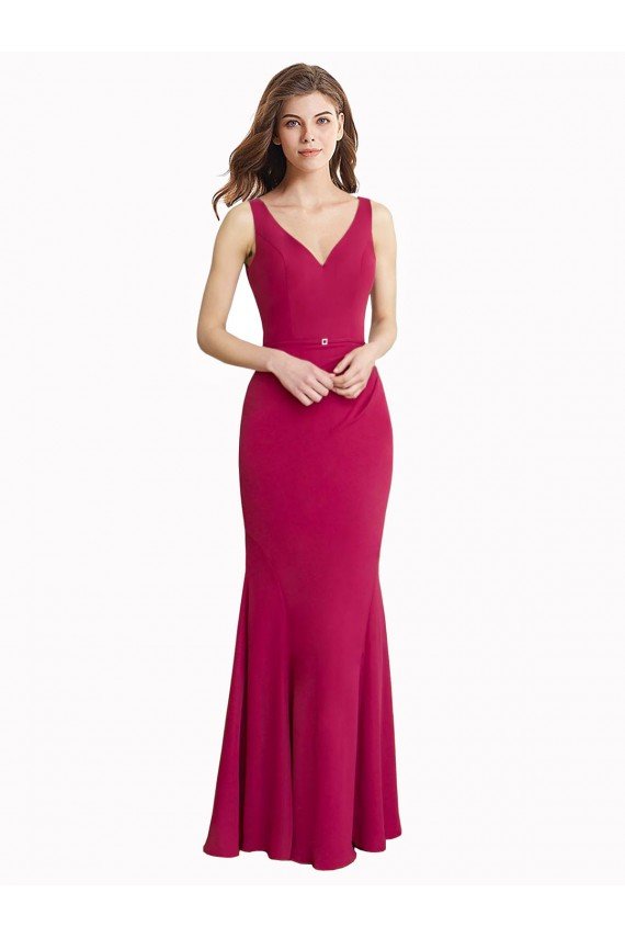 V-Neck Mermaid Chiffon Bridesmaid Dress / Prom Dress with V-Back and Belt Bristol