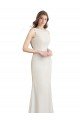 Long Chiffon Bridesmaid Dress with Boat Neckline and Satin Collar Bristol