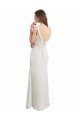 Long Chiffon Bridesmaid Dress with Boat Neckline and Satin Collar Bristol