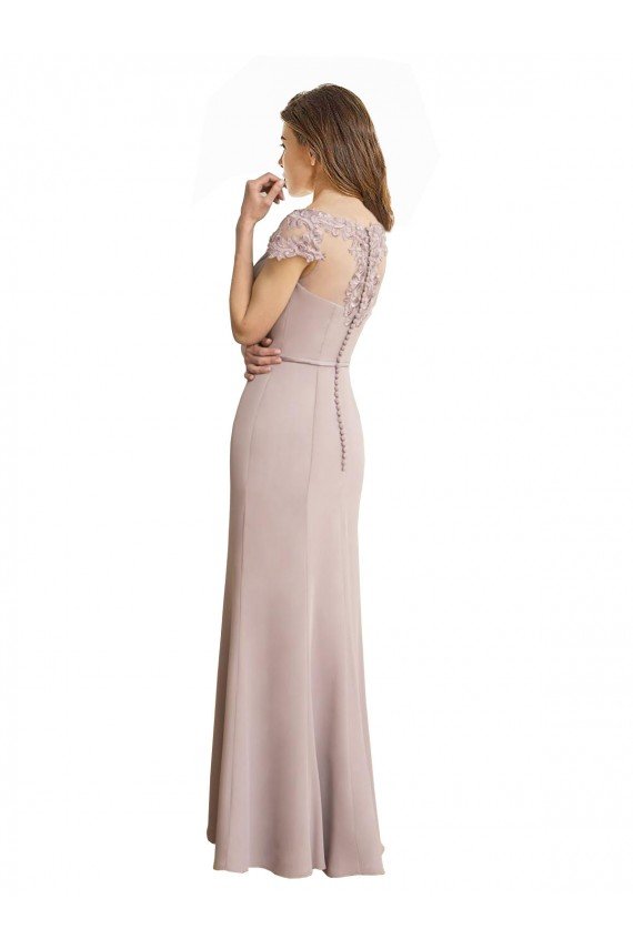Capped Sleeves Embroidered with Applique Lace Mermaid Chiffon Bridesmaid Dress Bristol