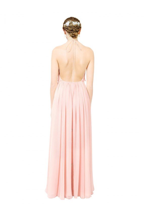 Halter Neck Chiffon Bridesmaid Dress with Double Ruffle Front Bristol