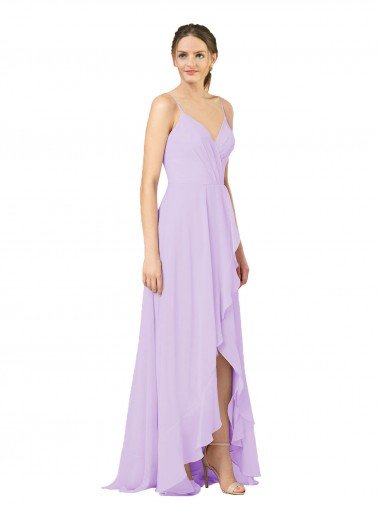 High-Low Chiffon Bridesmaid Dress with Ruffle Detail Bristol