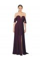 Romantic Off-Shoulder Chiffon Bridesmaid Dress with Plunging V-Neck Bristol