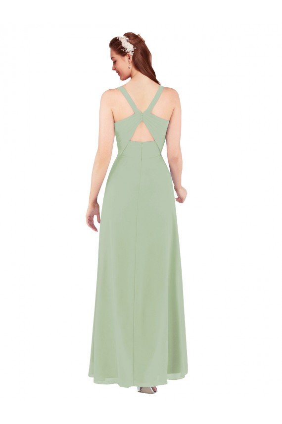 Feminine Chiffon Bridesmaid Dress with Ruching and V-Neckline Bristol