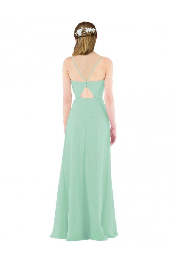 Classic Long Chiffon Bridesmaid Dress with V-Neck Bristol