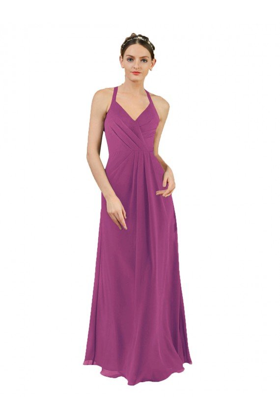 Sassy Chiffon Bridesmaid Dress with Halter Neckline Bristol