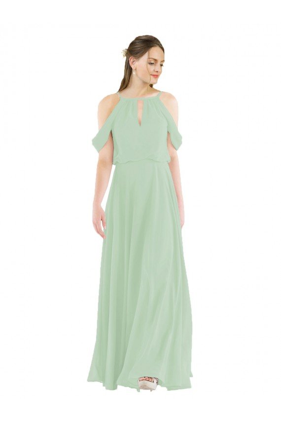 Off-the-Shoulder Long Chiffon Beachy Bridesmaid Dress Bristol