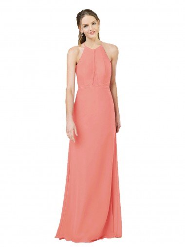 Modern Long Chiffon Bridesmaid Dress with Keyhole Back Bristol