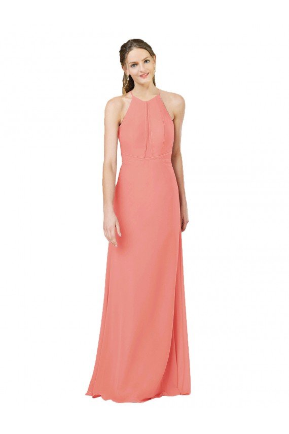 Modern Long Chiffon Bridesmaid Dress with Keyhole Back Bristol