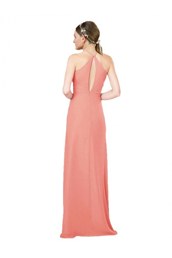 Modern Long Chiffon Bridesmaid Dress with Keyhole Back Bristol