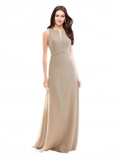Elegant Bridesmaid with High Neckline and Illusion V-Neck Bristol