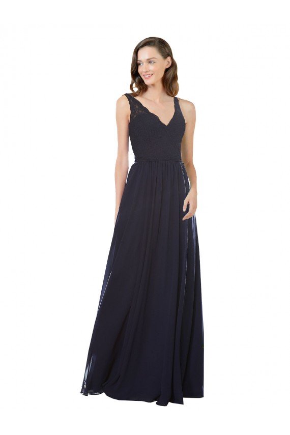 Elegant Chiffon Bridesmaid Dress with V-Neck Lace Bodice Bristol