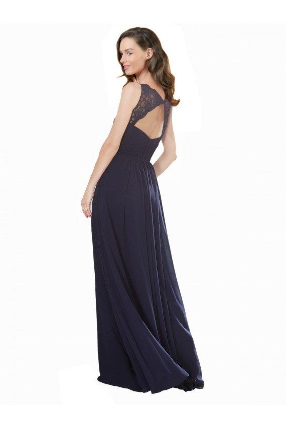Elegant Chiffon Bridesmaid Dress with V-Neck Lace Bodice Bristol