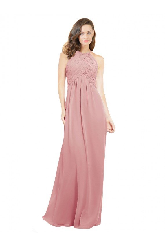 Chiffon Bridesmaids Dress with Draped Bodice and Keyhole Back Bristol