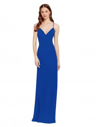 Chiffon Bridesmaid Dress with Deep V-Neck and Spaghetti Straps Bristol