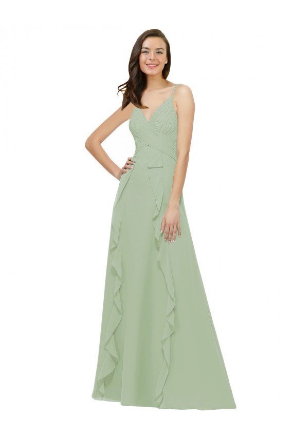 Chiffon Bridesmaid Dress with Ruffles and Draping Bristol