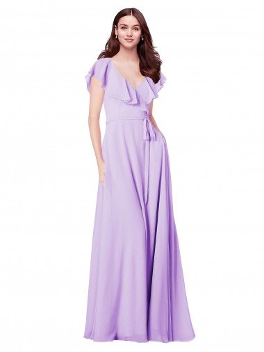 Flutter Sleeves V-Neck Chiffon Bridesmaid Dress Bristol