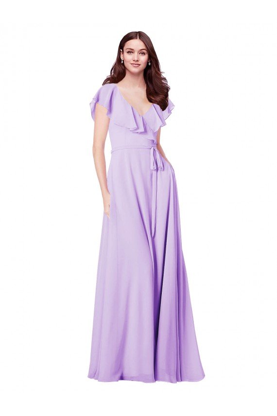 Flutter Sleeves V-Neck Chiffon Bridesmaid Dress Bristol