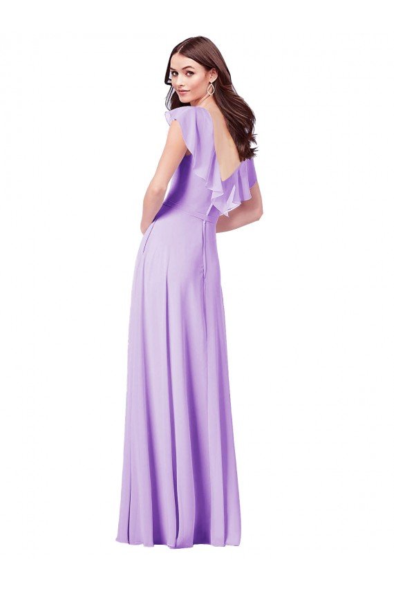 Flutter Sleeves V-Neck Chiffon Bridesmaid Dress Bristol