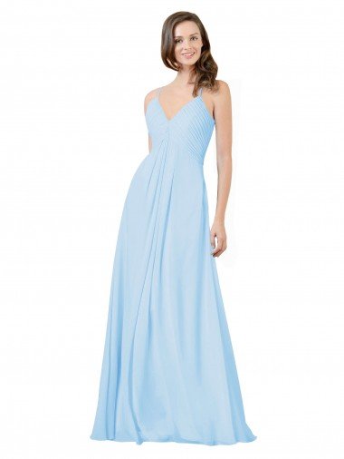 Long V-Neck Chiffon Bridesmaid Dress with Keyhole Back Bristol