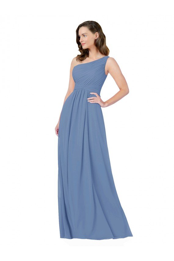 Pleated One Shoulder Chiffon Bridesmaid Dress Bristol