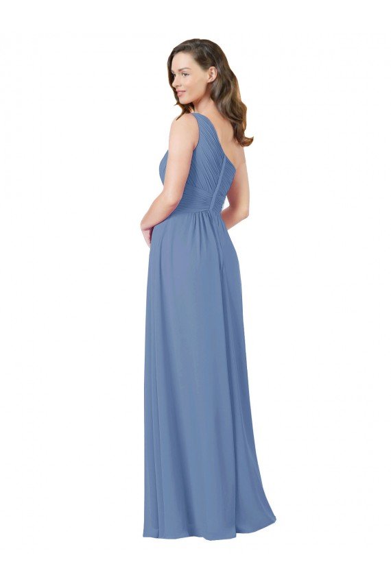 Pleated One Shoulder Chiffon Bridesmaid Dress Bristol