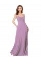Floral Detailed Chiffon Bridesmaid Dress with Keyhole Back Bristol