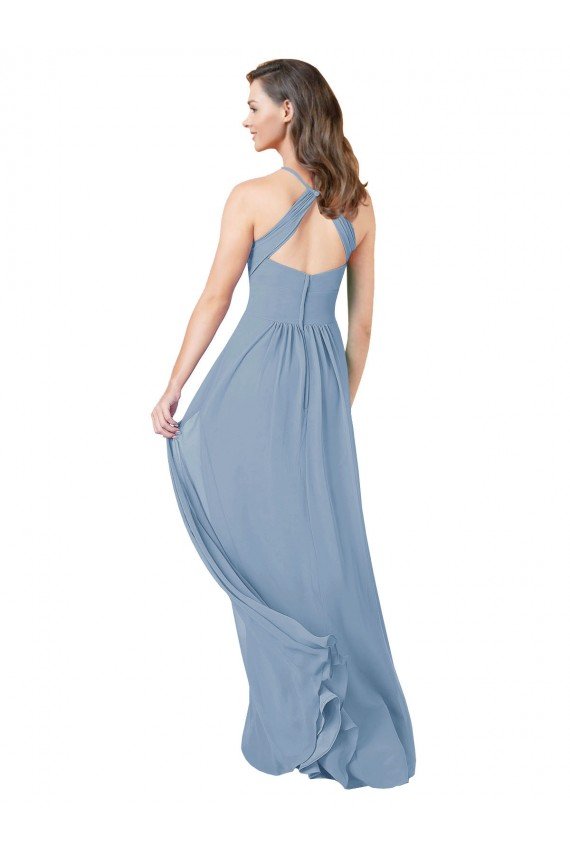 Chiffon Bridesmaid Dress with High Halter Neckline Bristol