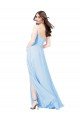 Chiffon Bridesmaid Dress with Tie Sash and Side Slit Bristol