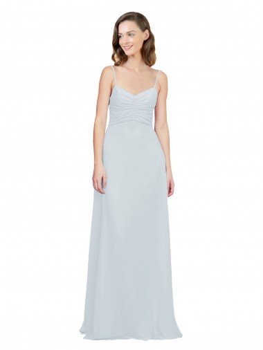 Slim A-Line Chiffon Bridesmaid Dress with Spaghetti Strap Gathered Bodice Bristol