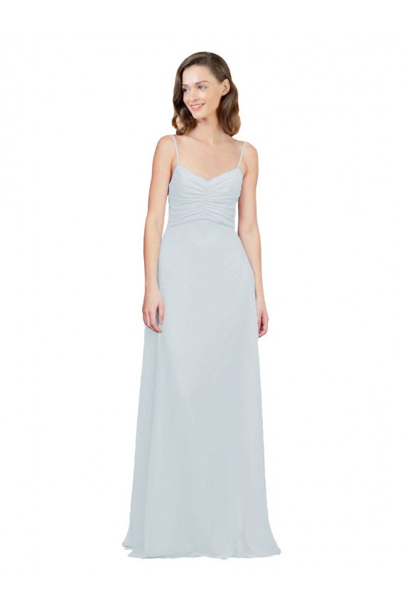 Slim A-Line Chiffon Bridesmaid Dress with Spaghetti Strap Gathered Bodice Bristol