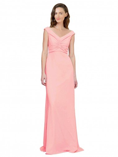 Luxe Chiffon Bridesmaid Dress with Shoulder Tip Gathered Bodice Bristol