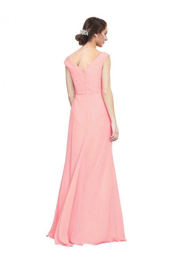 Luxe Chiffon Bridesmaid Dress with Shoulder Tip Gathered Bodice Bristol