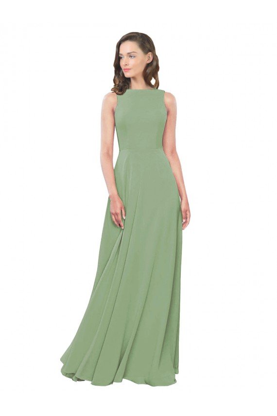 High Neck Chiffon Bridesmaids Dress with Low Cowl Back Bristol