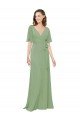 Chiffon V-Neckline Wrap Bridesmaids Dress With Double Flutter Sleeve Bristol