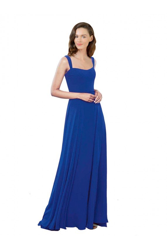 Square Neck A-Line Long Floor Length Chiffon Bridesmaid Dress Bristol