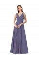 V-Neck Long Draped A-Line Chiffon Bridesmaid Dress Bristol