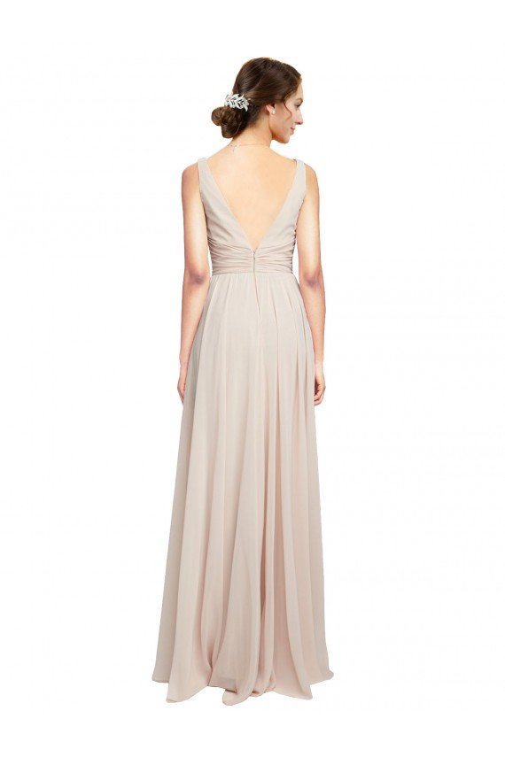 Long V-Neck Chiffon Bridesmaids Dress with Double Straps Bristol