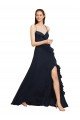 Long Chiffon Bridesmaid Dress with Criss Cross Straps and Ruffles Bristol