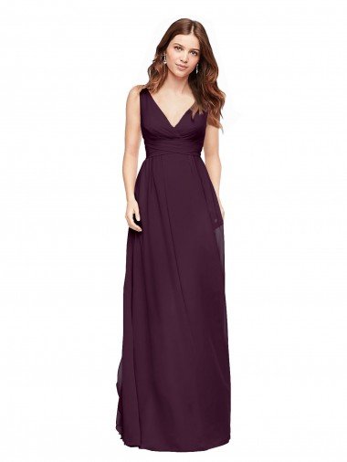 Plunging V-Neckline Long Chiffon Bridesmaid Dress with Deep V-Back Bristol