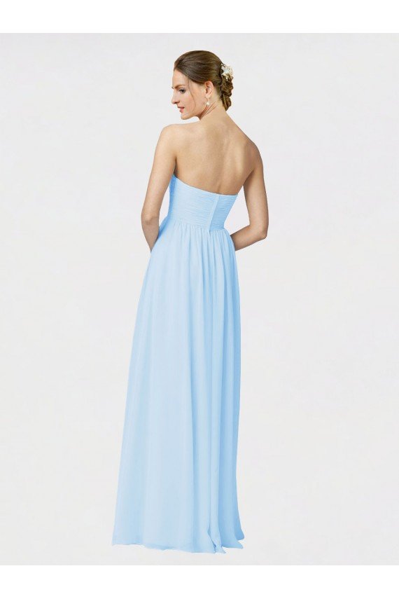 Full Length Chiffon Bridesmaid Dress with Deep Sweetheat and Shirred Bodice Bristol